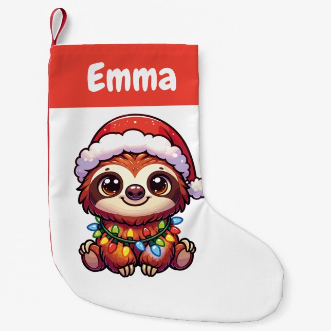 Petite Chaussette De Noël Sloth Joyeux Noël Animaux d'hiver mignons Machines (Devant)