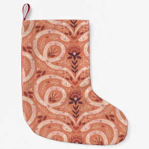 Petite Chaussette De Noël Snake floral folk : Vintage symétrique