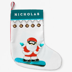 Petite Chaussette De Noël Snowboardeur faisant du snowboard