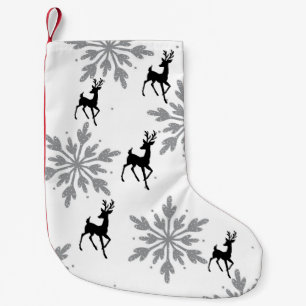 Petite Chaussette De Noël Snowflake d'argent / Reindeer Christmas Stocker