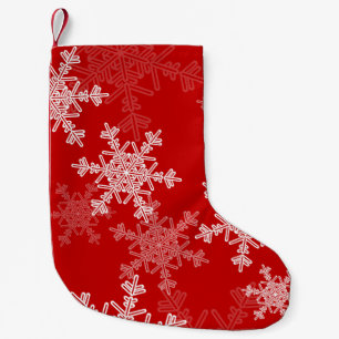 Petite Chaussette De Noël Snowflakes blanc rouge Noël minimaliste
