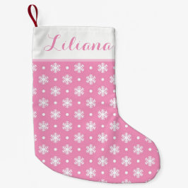 Petite Chaussette De Noël Snowflakes doux Stockage personnalisé / Rose