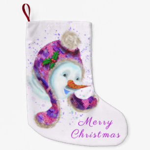 Petite Chaussette De Noël Snowman avec réserve de Noël Casquette