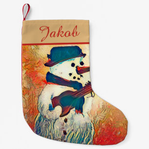 Petite Chaussette De Noël Snowman Guitar personnalisé