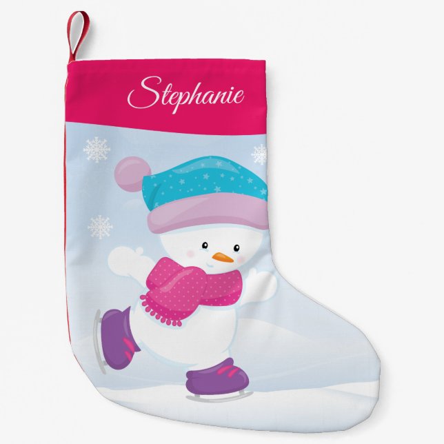 Petite Chaussette De Noël Snowman personnalisé (Devant)