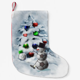 Petite Chaussette De Noël Soccer Ball Snowman Noël