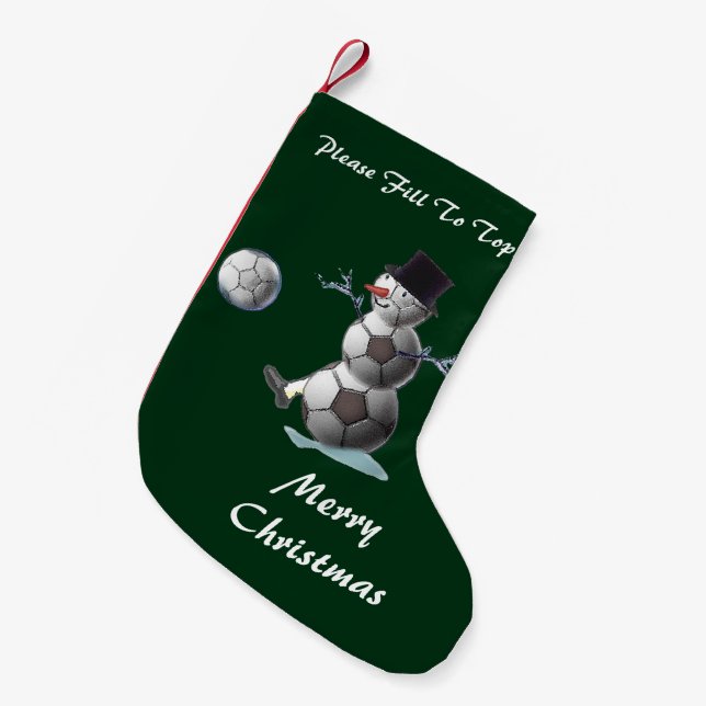 Petite Chaussette De Noël Soccer Ball Snowman Noël (Devant (Accrochage))