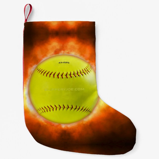Petite Chaussette De Noël Softball artistique de SlipperyJoe sur feu cadeaux (Devant)