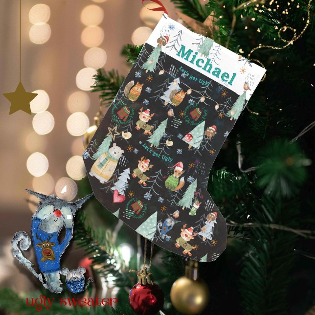 Petite Chaussette De Noël Soirée de Noël mignonne et douce (Cute Ugly Sweater Christmas Party Small Christmas Stocking (Front (Hanging)))