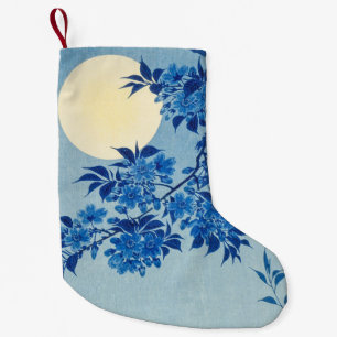Petite Chaussette De Noël Soirée Lune Arbre Bleu Lune
