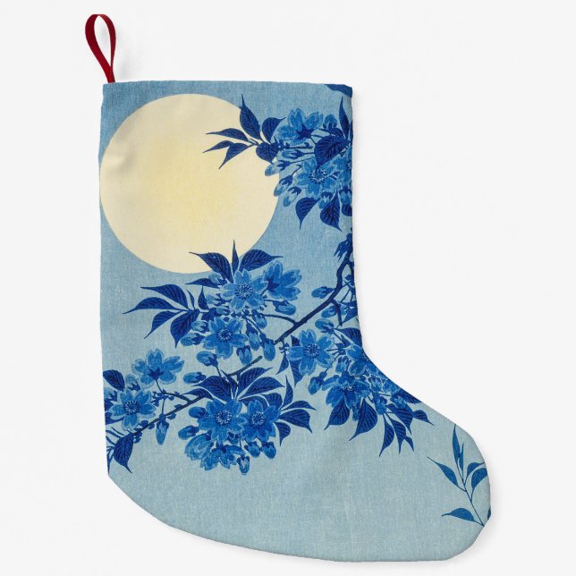 Petite Chaussette De Noël Soirée Lune Arbre Bleu Lune (Devant)