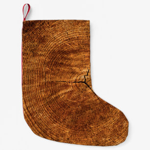 Petite Chaussette De Noël Sonnerie annuelle texture du bois