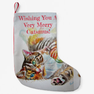 Petite Chaussette De Noël Souhait d'un joyeux catamaran Tabby de Noël