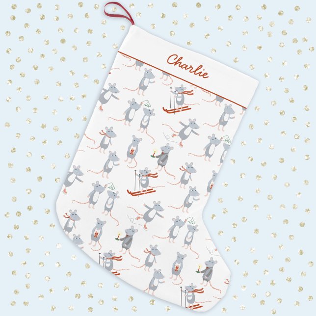 Petite Chaussette De Noël Souris d'hiver personnalisée (Créateur téléchargé)