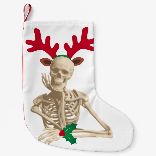 Petite Chaussette De Noël squelette de rennes de noël (Devant)