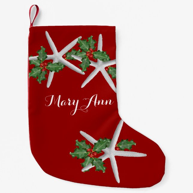 Petite Chaussette De Noël Starfish et Holly Tropical Christmas Stocking (Devant)