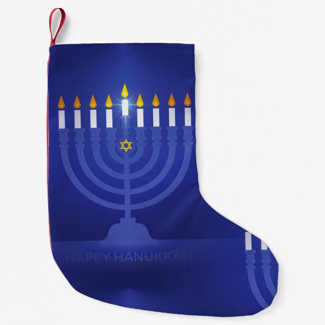 Petite Chaussette De Noël stock hanoukka heureux bleu (Devant)