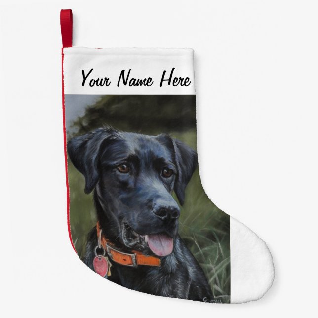 Petite Chaussette De Noël Stockage au Labrador noir (Devant)