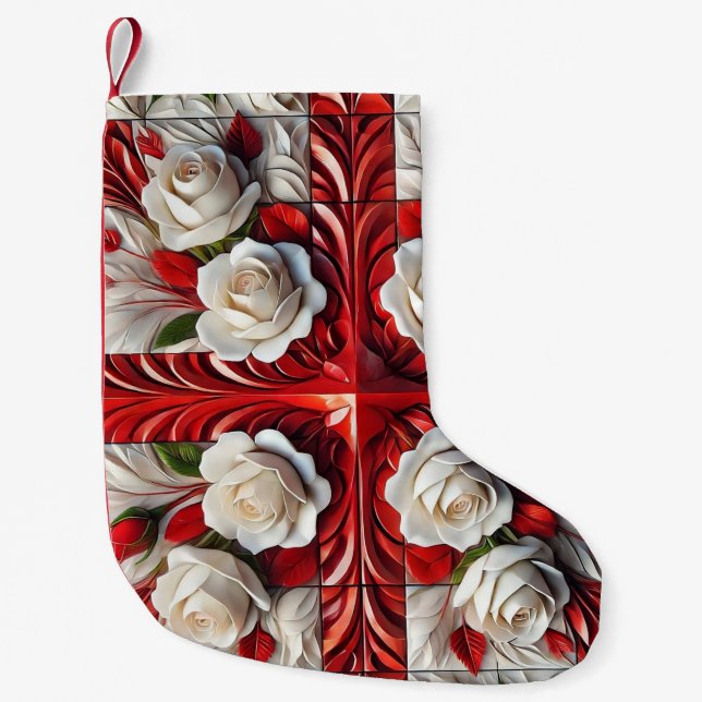 Petite Chaussette De Noël Stockage de Noël avec Rose anglais (Devant)