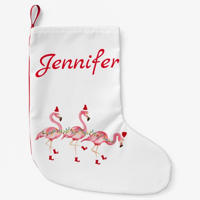 Petite Chaussette De Noël Stockage de Noël blanc monogramme (Devant)