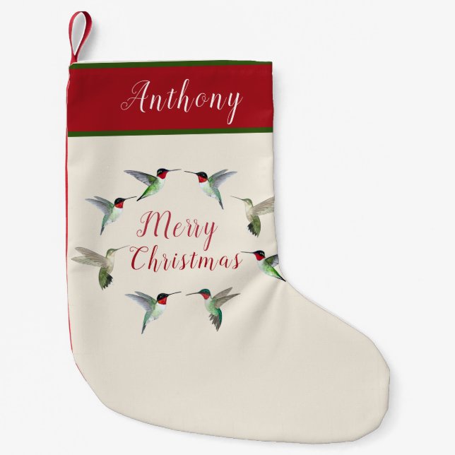 Petite Chaussette De Noël Stockage de Noël des colibris (Devant)