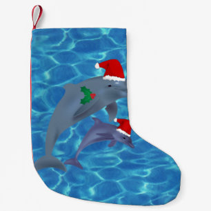 Petite Chaussette De Noël stockage des dauphins de santa claus