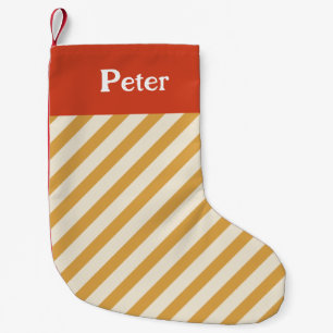 Petite Chaussette De Noël Stripes diagonales minimales de Noël Jaune