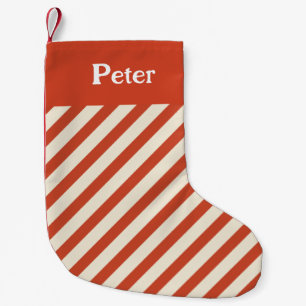 Petite Chaussette De Noël Stripes diagonales minimales de Noël rouge