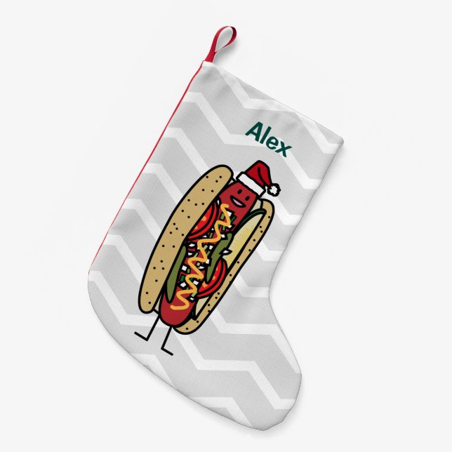 Petite Chaussette De Noël Style de Chicago de hot-dog de Noël (Devant (Accrochage))