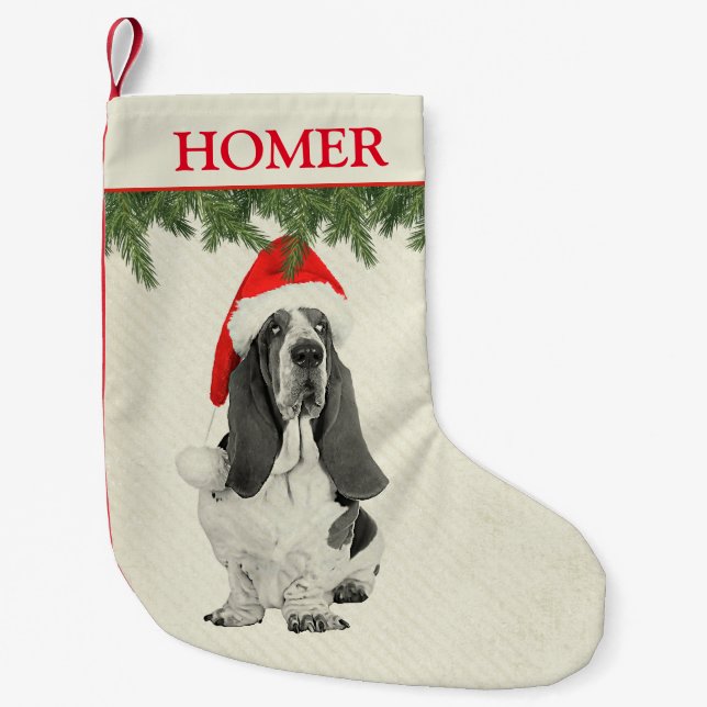 Petite Chaussette De Noël Style de cru de Basset Hound (Devant)