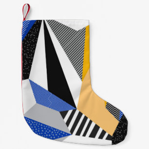 Petite Chaussette De Noël Style Memphis : Collage géométrique créatif.