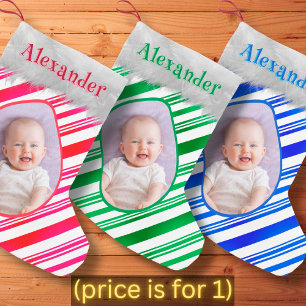 Petite Chaussette De Noël Sucre de canne blanc vert Motif Noël Fun Photo