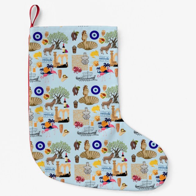Petite Chaussette De Noël Symboles de Chypre Amateurs de voyage (Devant)