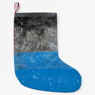 Petite Chaussette De Noël Tableau abstrait bleu et blanc
