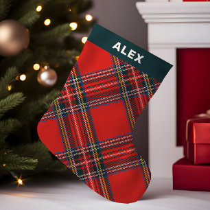 Petite Chaussette De Noël Tartan à carreaux rouges de Noël