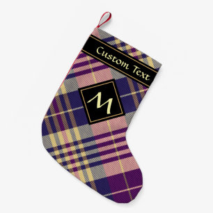 Petite Chaussette De Noël Tartan Violet, Or et Bleu