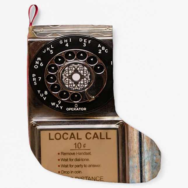 Petite Chaussette De Noël Téléphone antique rotatif payant rude (Devant)