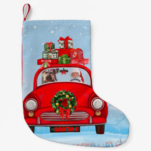 Petite Chaussette De Noël Terrier du Yorkshire dans une voiture avec le Père