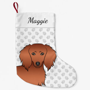 Petite Chaussette De Noël Tête de chien cartoon mignon teckel aux longs poil