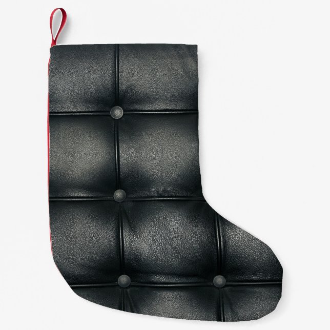 Petite Chaussette De Noël Texture en Cuir Boutonné Luxe (Devant)