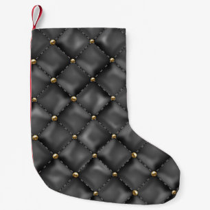 Petite Chaussette De Noël Texture en cuir brillant avec perles d'or
