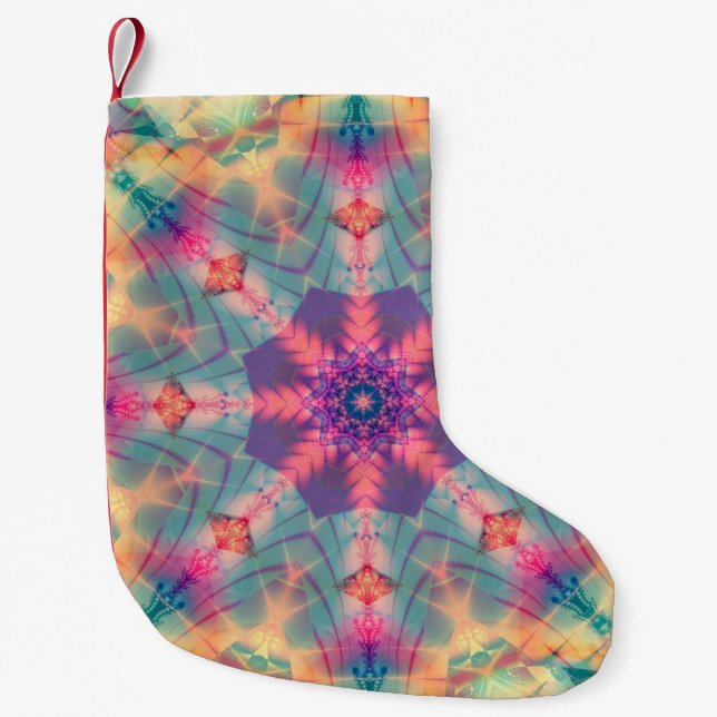 Petite Chaussette De Noël texture multicolore Abstraite. Feu (Devant)