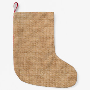 Petite Chaussette De Noël Texture naturelle en lin comme revêtement de fond,
