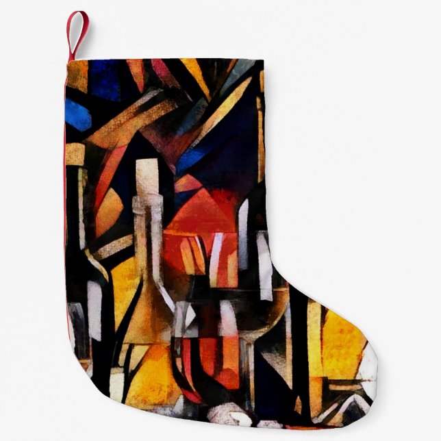Petite Chaussette De Noël Thèmes du vin : Bouteilles et raisins (Devant)