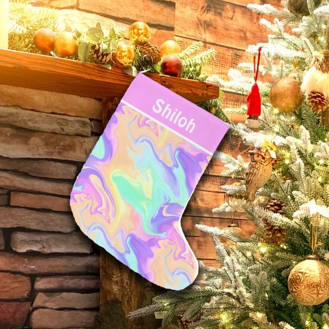 Petite Chaussette De Noël Tie Dye Swirl Marbre Retro Super (Créateur téléchargé)