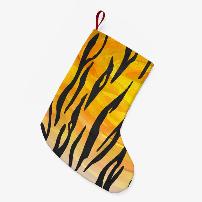 Petite Chaussette De Noël Tiger noir et orange (Devant (Accrochage))