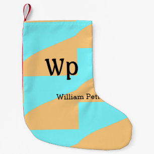 Petite Chaussette De Noël Titre de lettre de monogramme vert bleu pastel