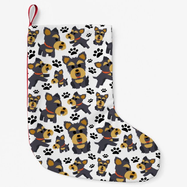 Petite Chaussette De Noël Tomboy Toy Yorkshire Yorkshire Terrier Chien chiot (Devant)