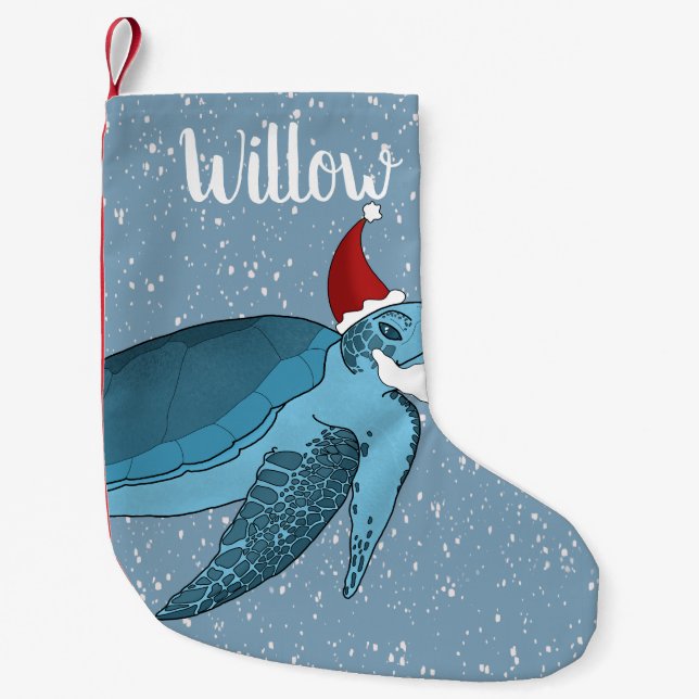 Petite Chaussette De Noël Tortue de mer de Noël (Devant)