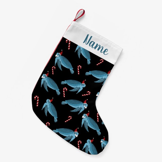 Petite Chaussette De Noël Tortue de mer de Noël (Devant (Accrochage))